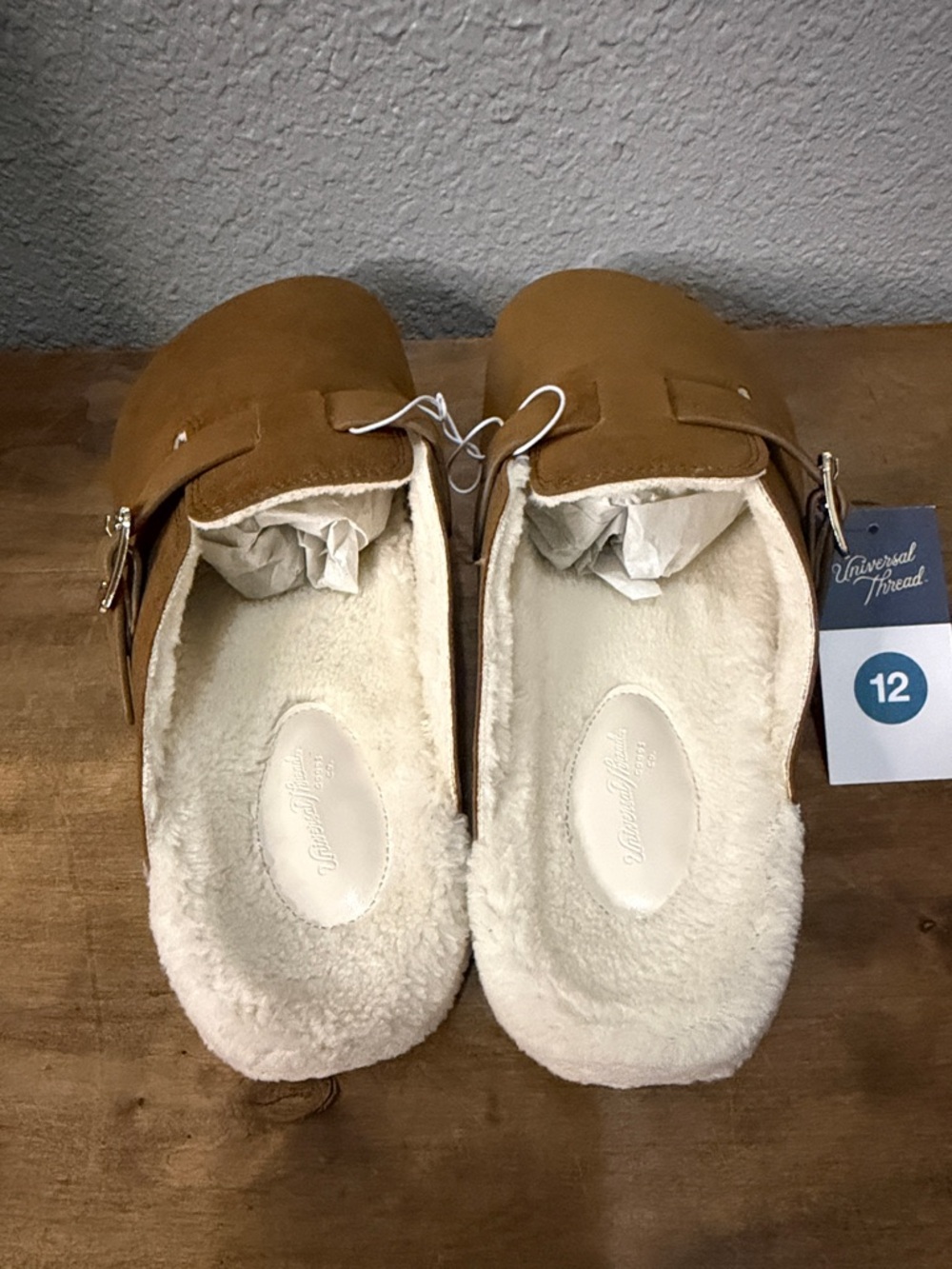Universal Thread Chestnut Brown Suede like Mule Clogs with Cream Lining size 12 - Picture 5 of 8
